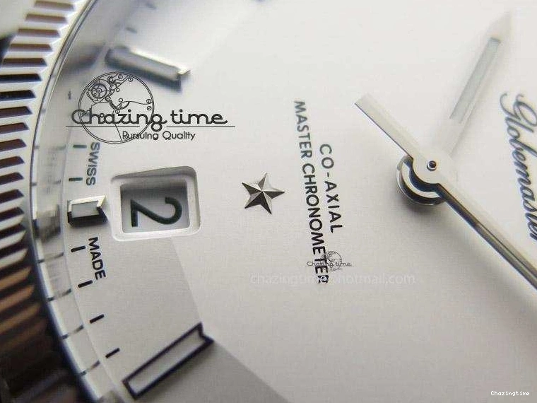 0721 Globemaster Master Chronometer SS V6F Best Edition White Dial On Black Leather Strap A FastDry 8269